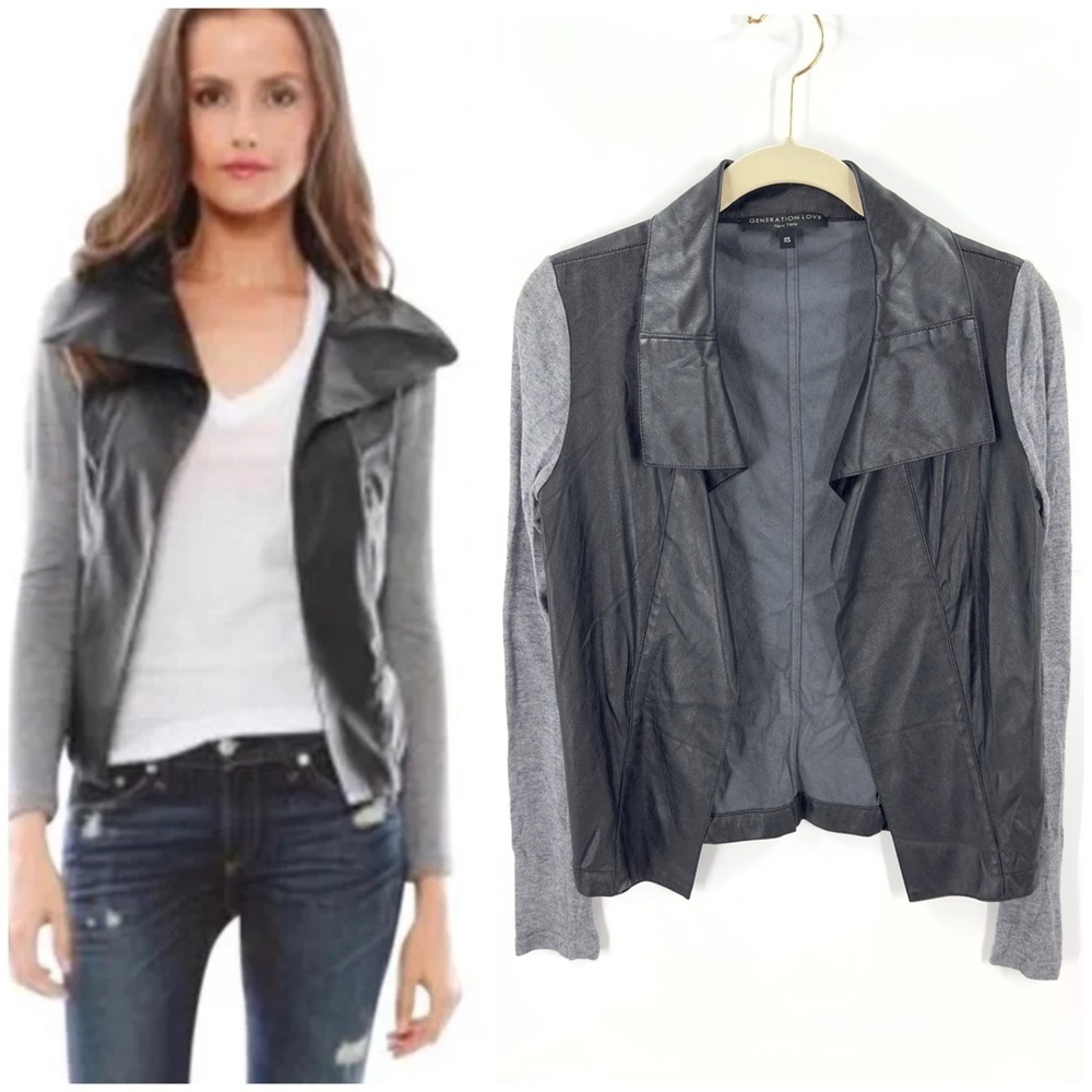 Generation Love Faux Leather Jacket Womens XS Biker Edgy Goth Moto Quiet Luxury